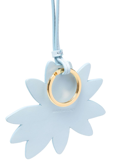 Jacquemus Floral-detail Leather Keyring In Blue