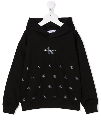 Calvin Klein Logo-print Hoodie In Black