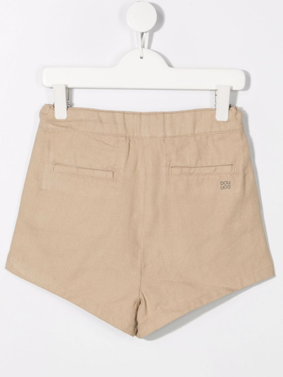 Douuod Logo-print Cotton Track Shorts In Neutrals