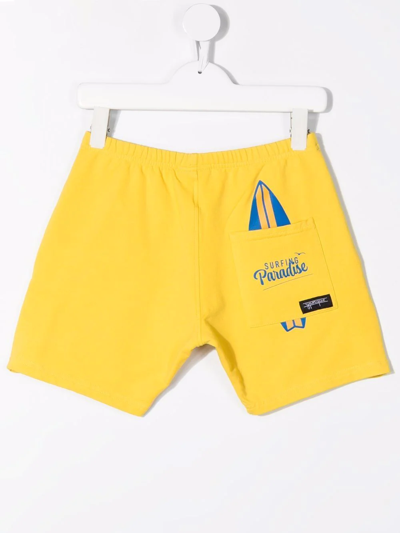 Shop Yporqué Surf Paradise-print Track Shorts In Yellow