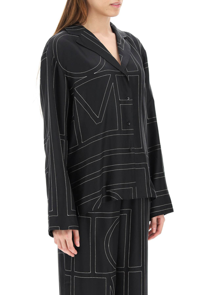 Shop Totême Silk Twill Pajama Shirt In Black