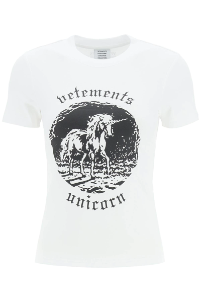 Shop Vetements Double Unicorn T-shirt In White,black