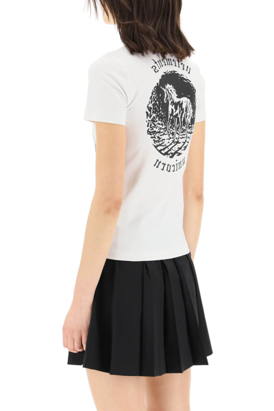 Vetements Unicorn Print Cotton T-shirt In White | ModeSens