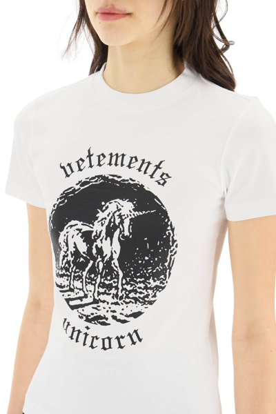 Shop Vetements Double Unicorn T-shirt In White,black