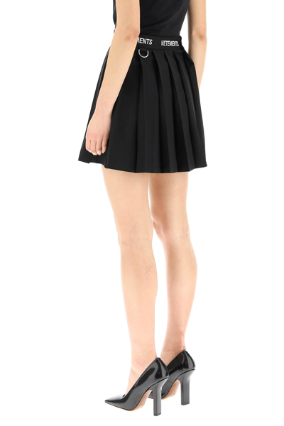 Shop Vetements Logo Schoolgirl Mini Skirt In Black,white