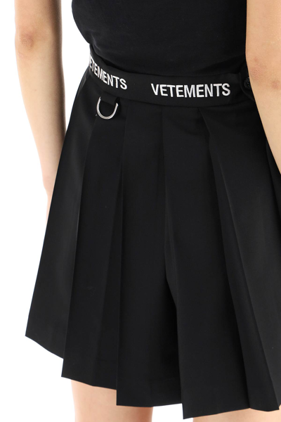 Shop Vetements Logo Schoolgirl Mini Skirt In Black,white