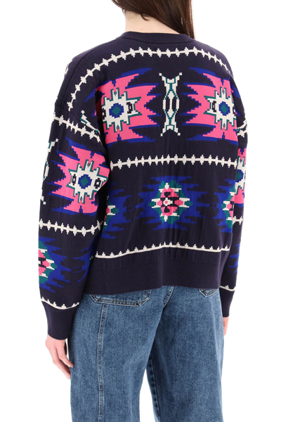 Shop Isabel Marant Étoile Malden Jacquard Knit In Blue,beige,fuchsia