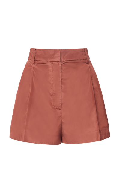 Shop Valentino Women's Washed Silk Taffeta Knee-length Shorts In Brown