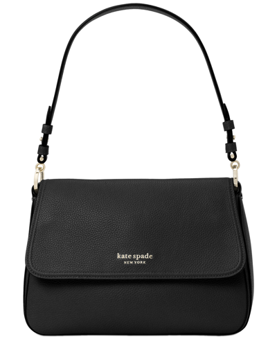 Shop Kate Spade Hudson Pebbled Leather Shoulder Bag In Black