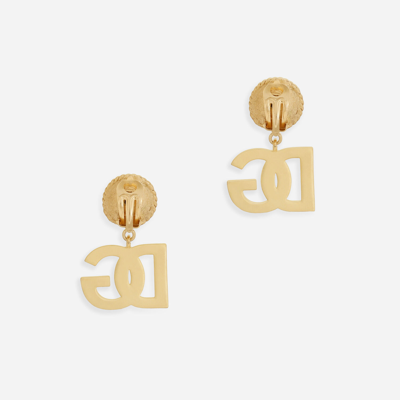 Shop Dolce & Gabbana Earrings With Rhinestones And Dg Logo In Gold