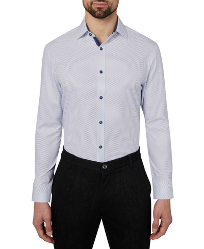 Shop Society Of Threads Men's Slim Fit Non-iron Dot Print Performance Dress Shirt In White