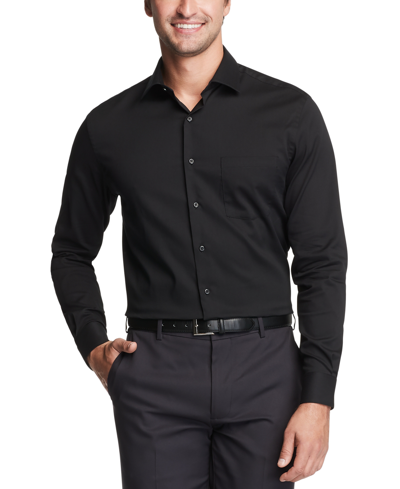 Shop Van Heusen Men's Big & Tall Classic/regular-fit Stain Shield Performance Stretch Textured Dress Shirt In Black