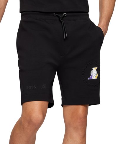 Shop Hugo Boss Boss X Nba Men's Los Angeles Lakers Cotton-blend Shorts In Black