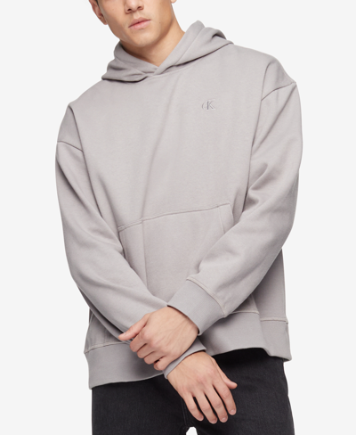 Calvin Klein Men's Relaxed Fit Archive Logo Fleece Hoodie In Cloudburst |  ModeSens