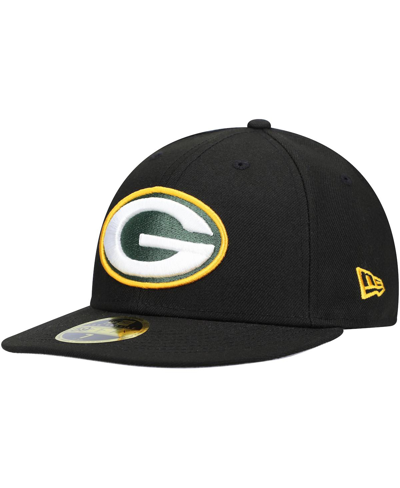 New Era Men's  Black Green Bay Packers Omaha Low Profile 59fifty Fitted Hat In Black