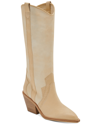 Shop Dolce Vita Navene Tall Western Boots Women's Shoes In Vanilla Nubuck