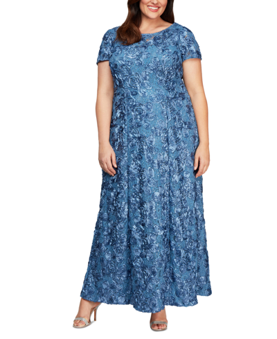 Shop Alex Evenings Plus Size Rosette Gown In Brushed Perri