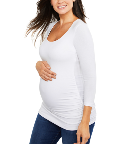 Shop A Pea In The Pod Luxe Side Ruched 3/4 Sleeve Maternity T Shirt In White