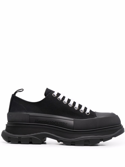 Shop Alexander Mcqueen Black Cotton Sneakers