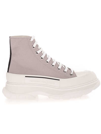 Shop Alexander Mcqueen Grey Cotton Ankle Boots