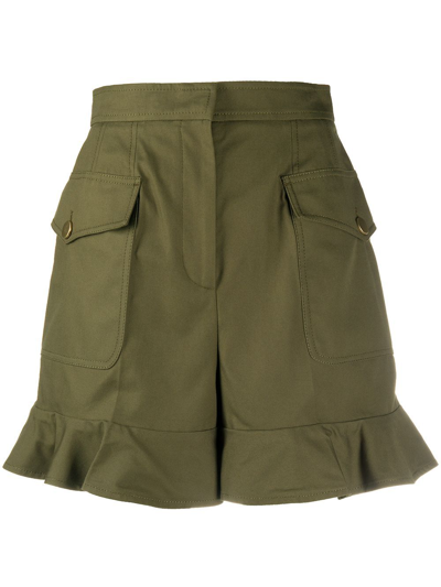 Shop Alexander Mcqueen Women's Green Cotton Shorts