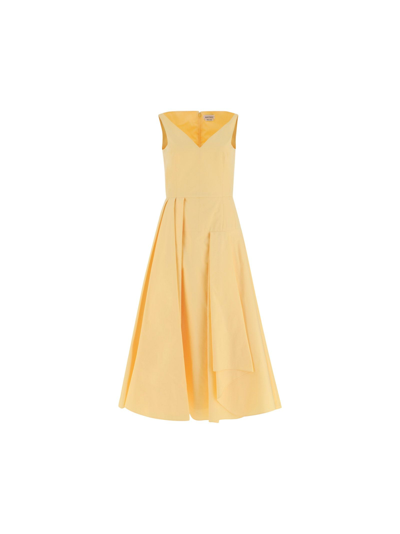 Shop Alexander Mcqueen Women's Yellow Cotton Dress