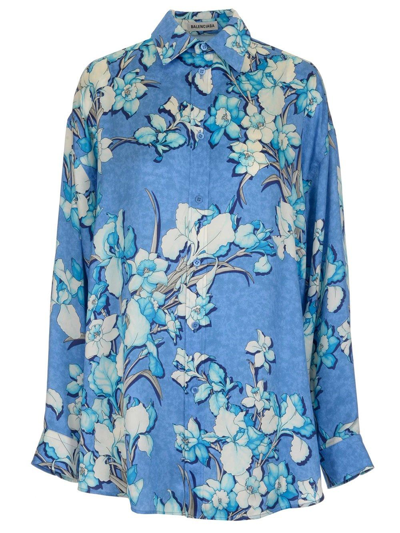 Shop Balenciaga Women's Light Blue Shirt