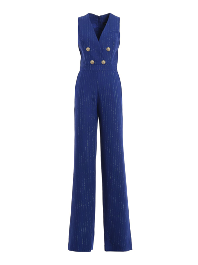 Shop Balmain Women's Blue Viscose Jumpsuit