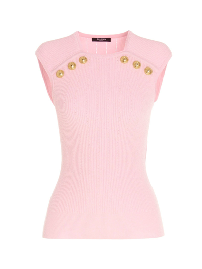 Shop Balmain Women's Pink Viscose Top