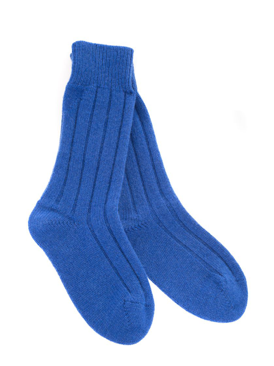 Shop Bottega Veneta Women's Blue Cashmere Socks