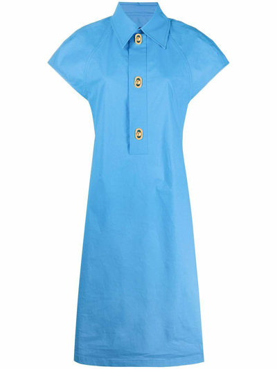 Shop Bottega Veneta Women's Light Blue Cotton Dress