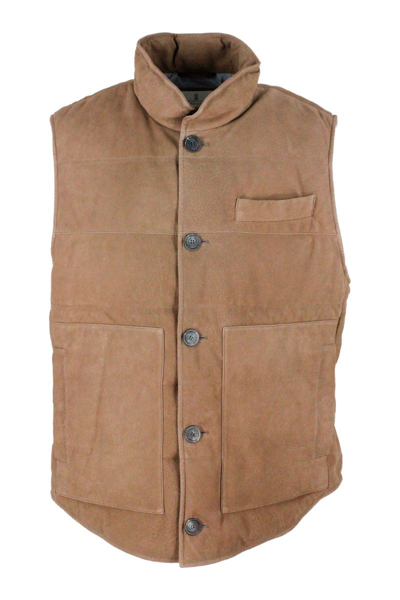 Shop Brunello Cucinelli Brown Leather Vest