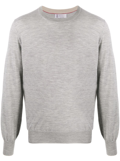 Shop Brunello Cucinelli Grey Wool Sweater