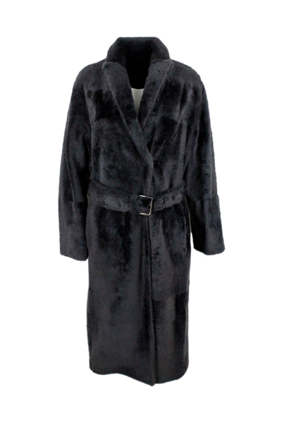 Shop Brunello Cucinelli Women's Grey Leather Coat