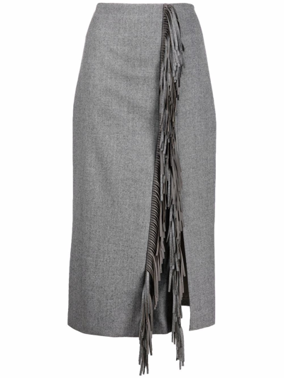 Shop Brunello Cucinelli Women's Grey Wool Skirt