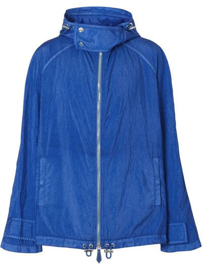 Shop Burberry Blue Polyamide Outerwear Jacket