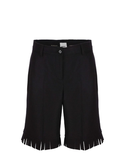 Shop Burberry Women's  Black Wool Shorts