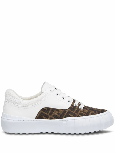 Shop Fendi White Leather Sneakers