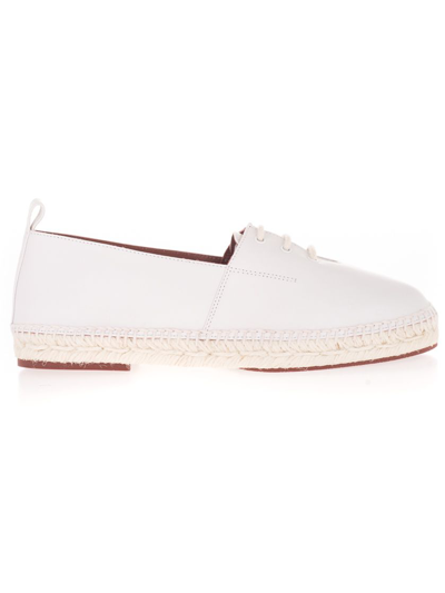 Shop Loro Piana Women's White Leather Espadrilles