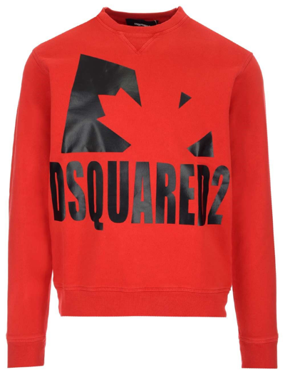 Shop Dsquared2 Red Cotton Sweatshirt