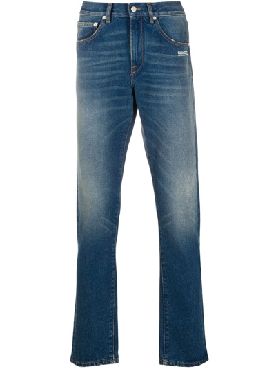Shop Off-white Blue Cotton Jeans