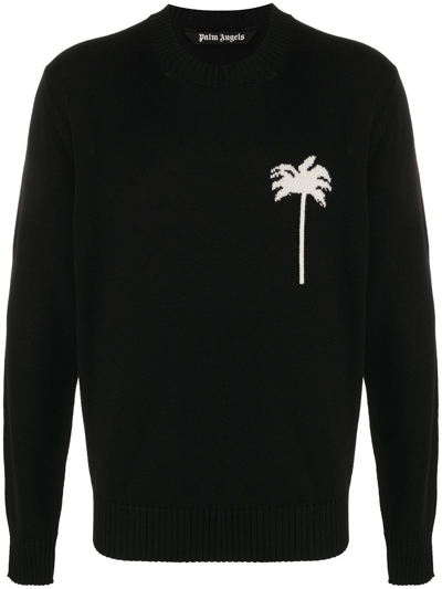 Shop Palm Angels Black Wool Sweater