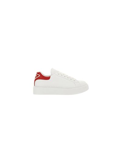 Shop Prada White Leather Sneakers