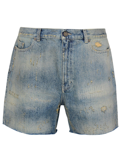 Shop Saint Laurent Blue Cotton Shorts