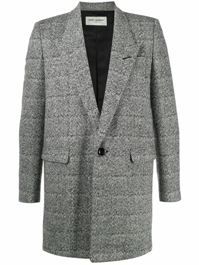 Shop Saint Laurent Grey Wool Coat