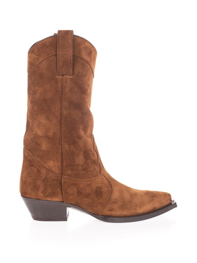 Shop Saint Laurent Women's Brown Suede Ankle Boots