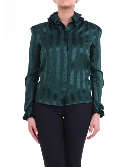 Shop Saint Laurent Women's Green Silk Blouse