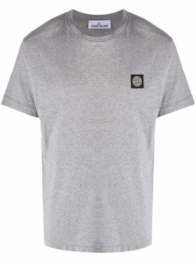 Shop Stone Island Grey Cotton T-shirt