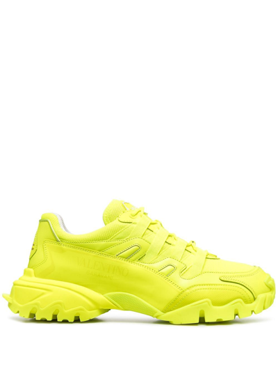 Shop Valentino Yellow Leather Sneakers