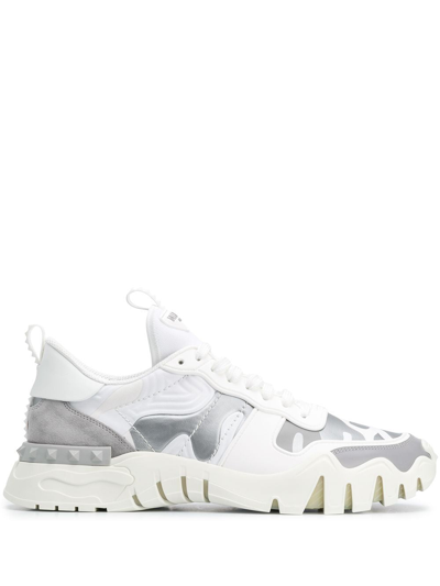 Shop Valentino White Polyester Sneakers